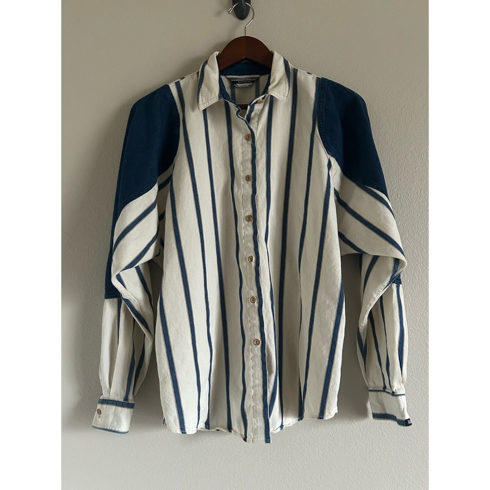 Vintage Rockies Denim Button Down Corduroy and Denim Shirt size Medium USA Made